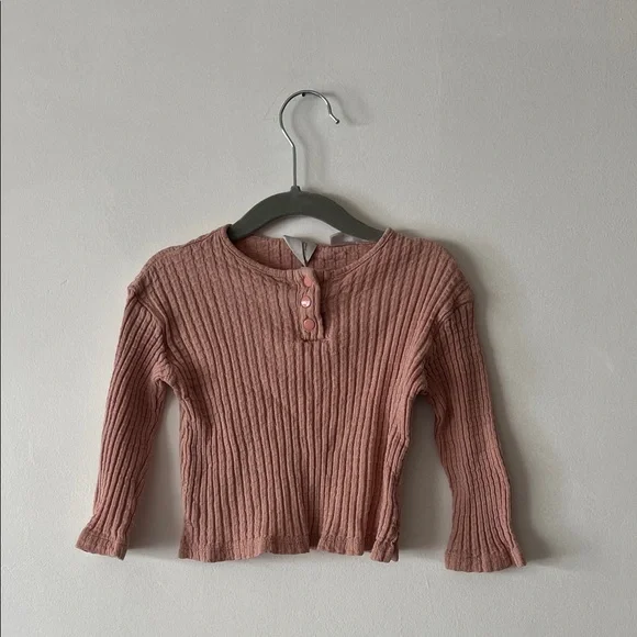 Zara Kids Ribbed Long Sleeve Top - Pink 18-24 months - Picture 1 of 3